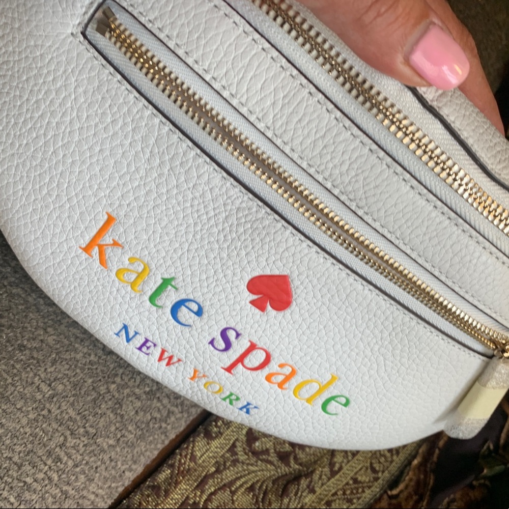 Authentic KATE SPADE pebbled leather logo 2 zips Beltbag - Picture 11 of 11